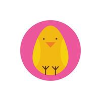 cute little chick spring block and flat style vector