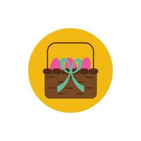 spring eggs painted in basket block and flat style vector