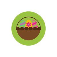 spring eggs painted in basket block and flat style vector