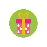 gift box present with eggs pattern block and flat style icon vector