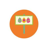 easter eggs painted in label block and flat style vector