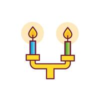 velas en la línea de la lámpara y el icono de estilo de relleno vector