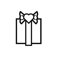 gift box present with heart love line style vector