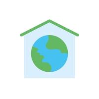 house with world planet earth flat style vector