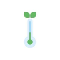 Medida de temperatura del termómetro con hojas de estilo plano. vector