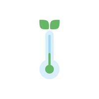 thermometer temperature measure with leafs flat style vector