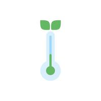 thermometer temperature measure with leafs flat style vector