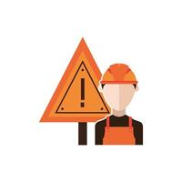 traffic signal caution with builder detailed vector