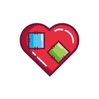 happy valentines day heart with path line and fill style vector