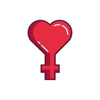 happy valentines day heart female gender line and fill style vector