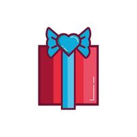 gift box present with heart love line and fill style vector