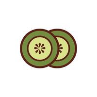 fresh cucumber sliced line and fill style vector