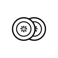 fresh cucumber sliced line style vector