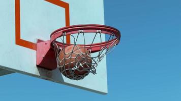 tir super ralenti de basket-ball entrant dans le cerceau, tourné sur flex fantôme 4k video