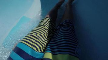 POV shot of boy going down waterslide video