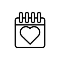 happy valentines day calendar with heart line style vector