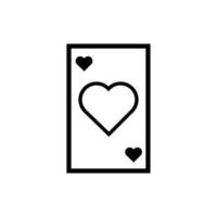 tarjeta de póquer feliz día de san valentín con estilo de línea de corazón vector