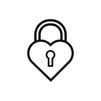 happy valentines day heart padlock line style vector