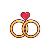 happy valentines day heart in proposal rings line and fill style vector