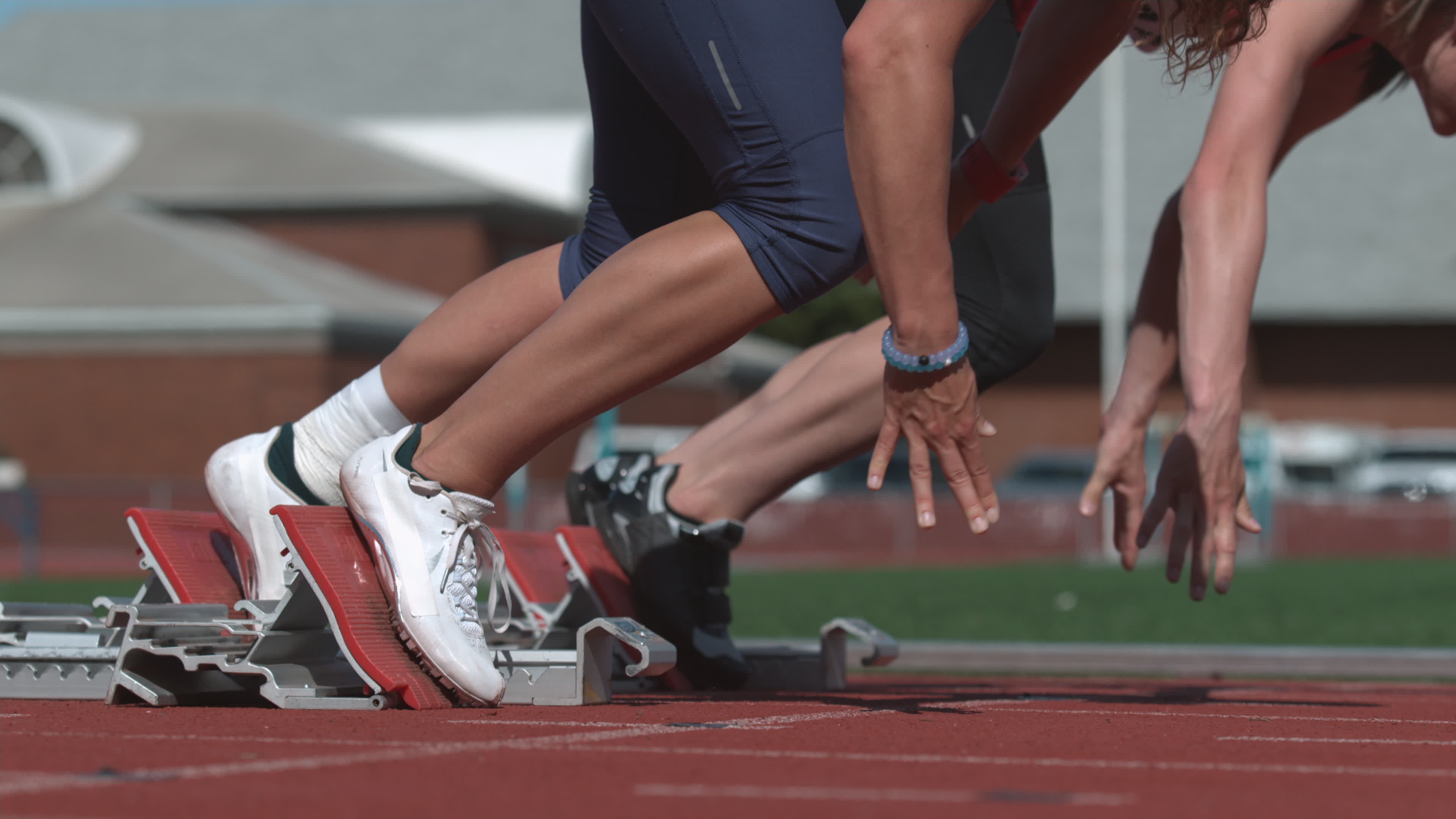 Track runners leave starting blocks in super slow motion, shot on Phantom  Flex 4K 2570566 Stock Video at Vecteezy