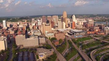 Luftaufnahme von Cincinnati, Ohio bei Sonnenuntergang