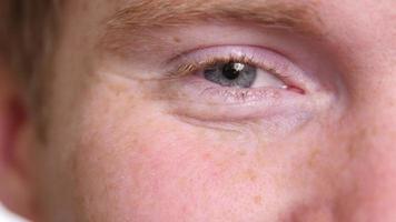 Extreme closeup of man's face and eye video