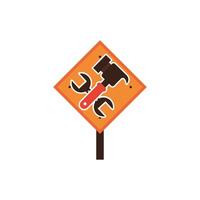 traffic signal with hammer and wrench detailed vector