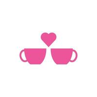 happy valentines day coffee cups and heart vector