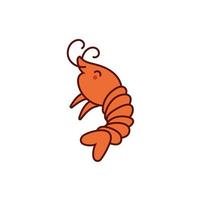 cute shrimp animal comic character vector