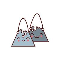 montañas nieve kawaii personajes de cómic vector