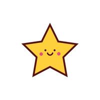 cute star kawaii comic character icon vector