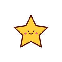 cute star kawaii comic character icon vector