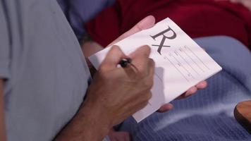 Closeup of doctor writing a prescription