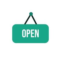 open store label hanging icon vector