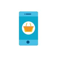 smartphone with shoping basket ecommerce icon vector
