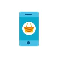 smartphone with shoping basket ecommerce icon vector