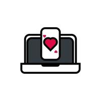 casino poker card with heart in laptop vector