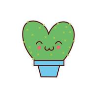Linda planta de cactus en maceta icono de personaje kawaii vector