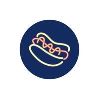 hot dog fast food neon light vector