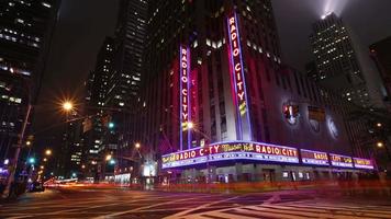 Circa-2007, 4K time lapse shot of Radio City Music Hall in New York City, NY video