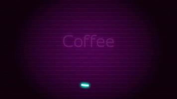 Kreis Kaffeezeichen Neontext an der Wand video