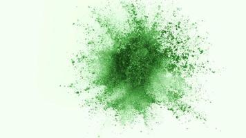 Green powder exploding on white background in super slow motion, shot with Phantom Flex 4K video