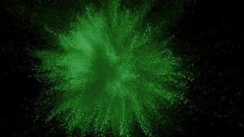 poudre verte explosant sur fond noir en super ralenti, tourné avec flex fantôme 4k video