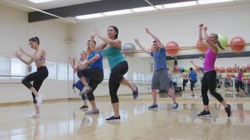 groupe de personnes faisant des cours d'exercice au gymnase video