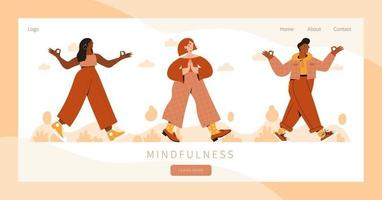 Mindful walking landing page vector