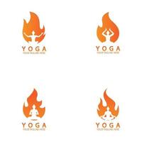 yoga fire logo icon design template vector