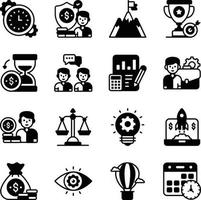 Business and Team work Glyph icons set vector