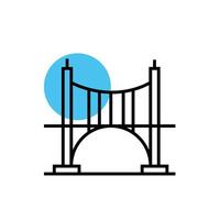 bridge city scene isolated icon vector