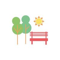 park chair with trees and sun vector