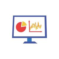 computer display with statistics icon vector